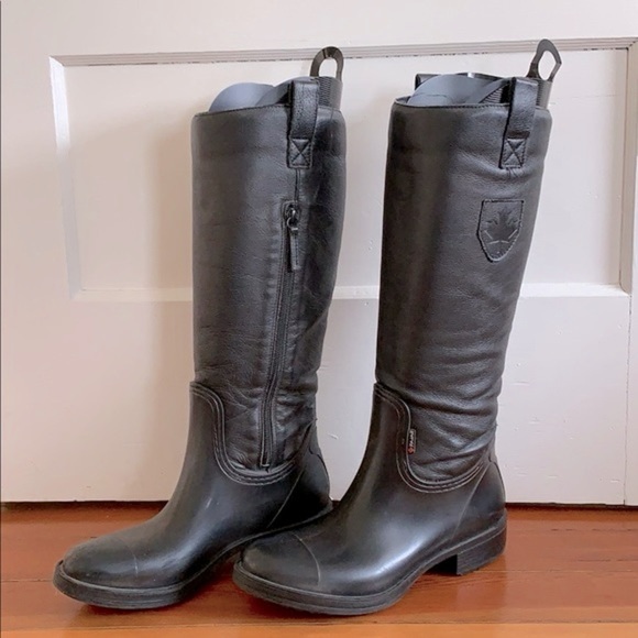 Pajar Canada Knee Length Winter Boots Rubber Bottom Leather Leg in Brown Size 37 - Picture 1 of 8